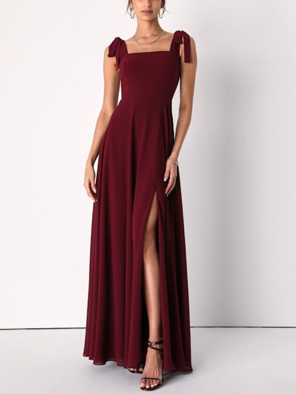 Lulus Love Me Forever Burgundy Square Neck Maxi Dress Red - Size L